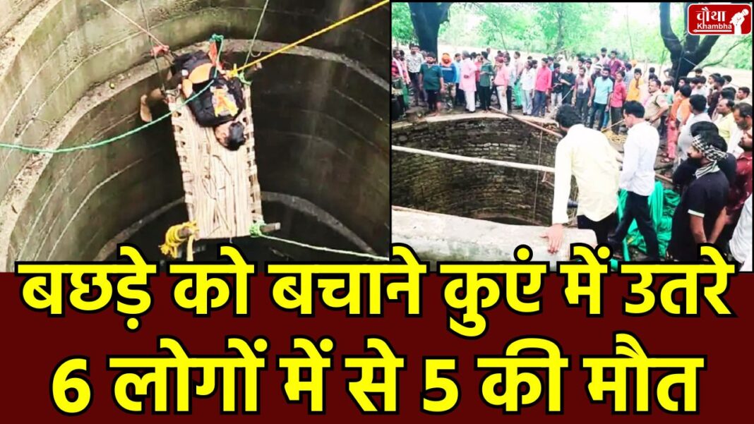 Guna, Guna well gas leak, Guna accident, well gas leak, gas leak accident, Well gas leak accident in Guna, Carbon monoxide poisoning, Madhya Pradesh, Cow rescue, Guna well incident, SDERF rescue operation, Death in well, death from gas leak, mp news