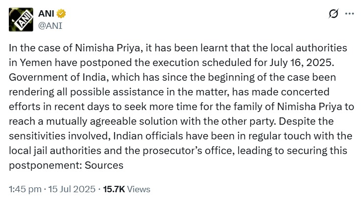 Yemen, Indian nurse in Yemen, Nimisha Priya, death penalty, blood money, Kerala nurse, Nimisha Priya Punishment Postponed, who is Nimisha Priya, International News