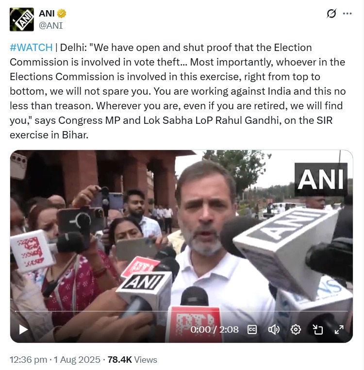 Rahul Gandhi, Rahul Gandhi's allegation, Rahul Gandhi statement, Election Commission vote theft, disclosure on August 5, Lok Sabha, ruckus in Parliament, opposition ruckus, Congress, BJP, Rahul Gandhi Election Commission, evidence of vote theft, allegations on Election Commission, Rahul Gandhi statement, Congress leader's big claim, Bihar Election, Bihar Voter List, Bihar SIR, what is SIR, voter list dispute, National News, Karnataka Election, Election Commission, EC